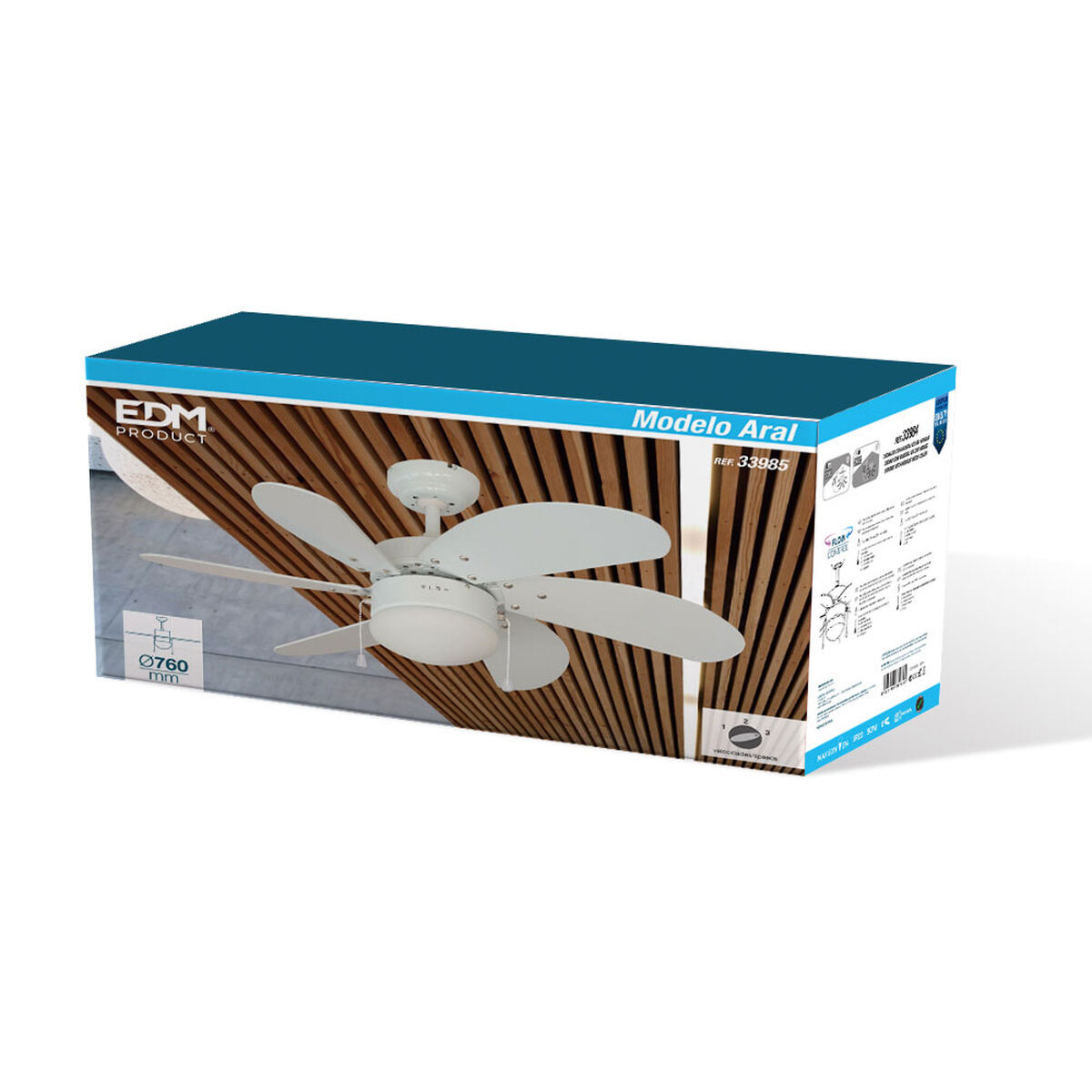 Tulega Laeventilaator EDM 33985 Aral Valge 50 W